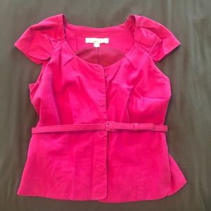 New York & Company Peplum Top | Fuschia | Size 0